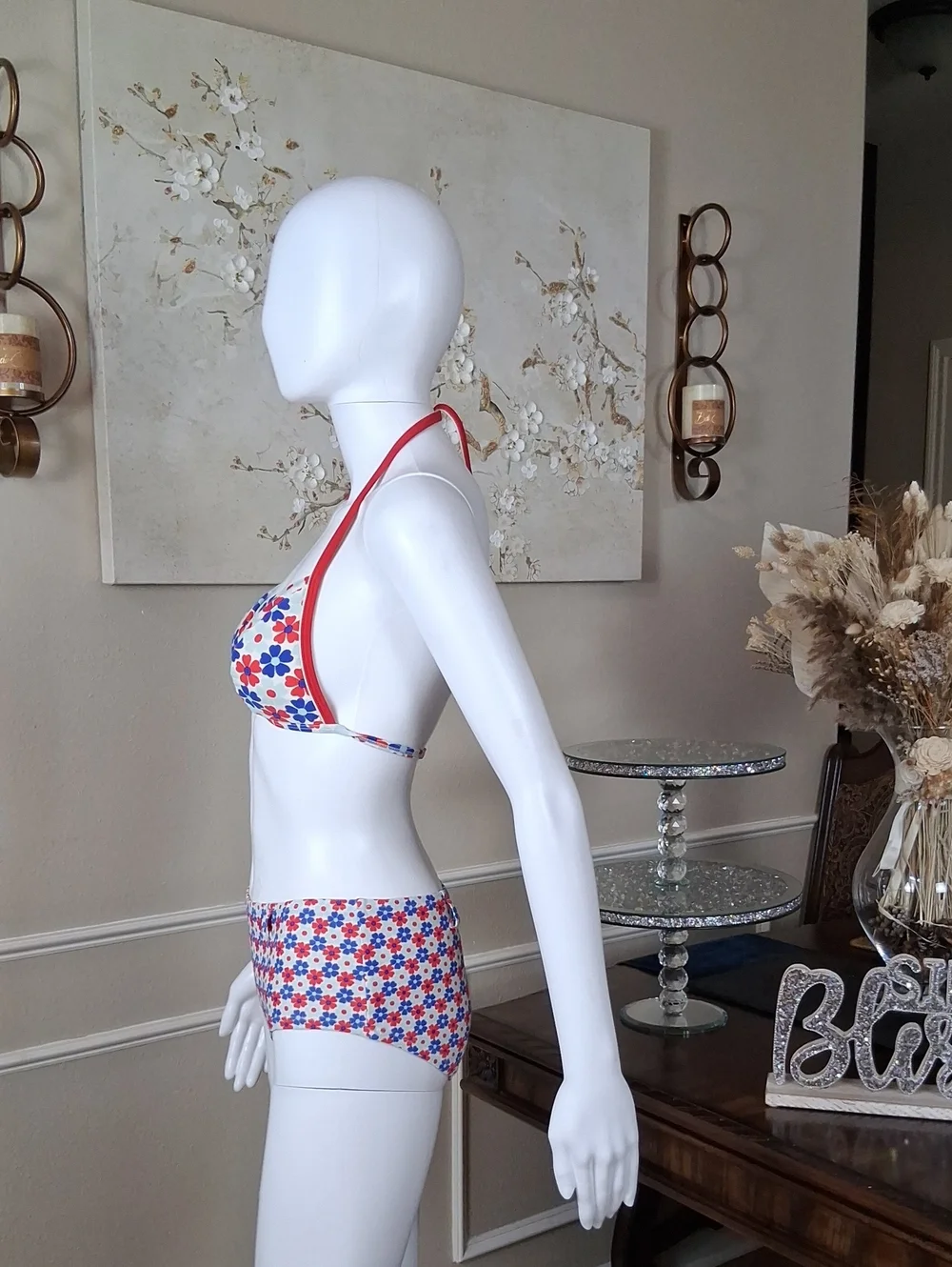 Victoria's Secret Retro Floral Halter High Waist Triangle Bikini Set Small